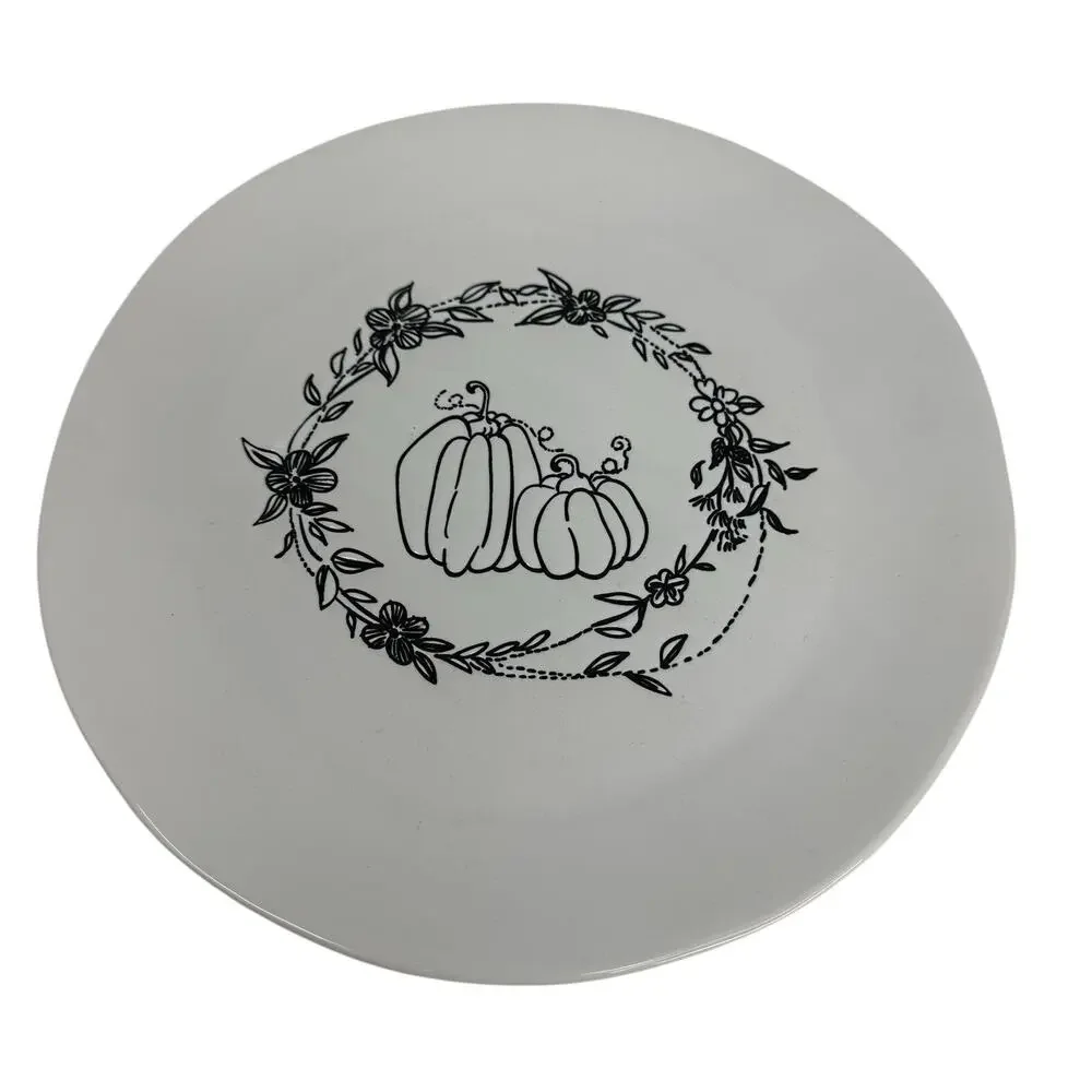 NWT Pier 1 Buffalo Harvest Pumpkin Plates - Black & White